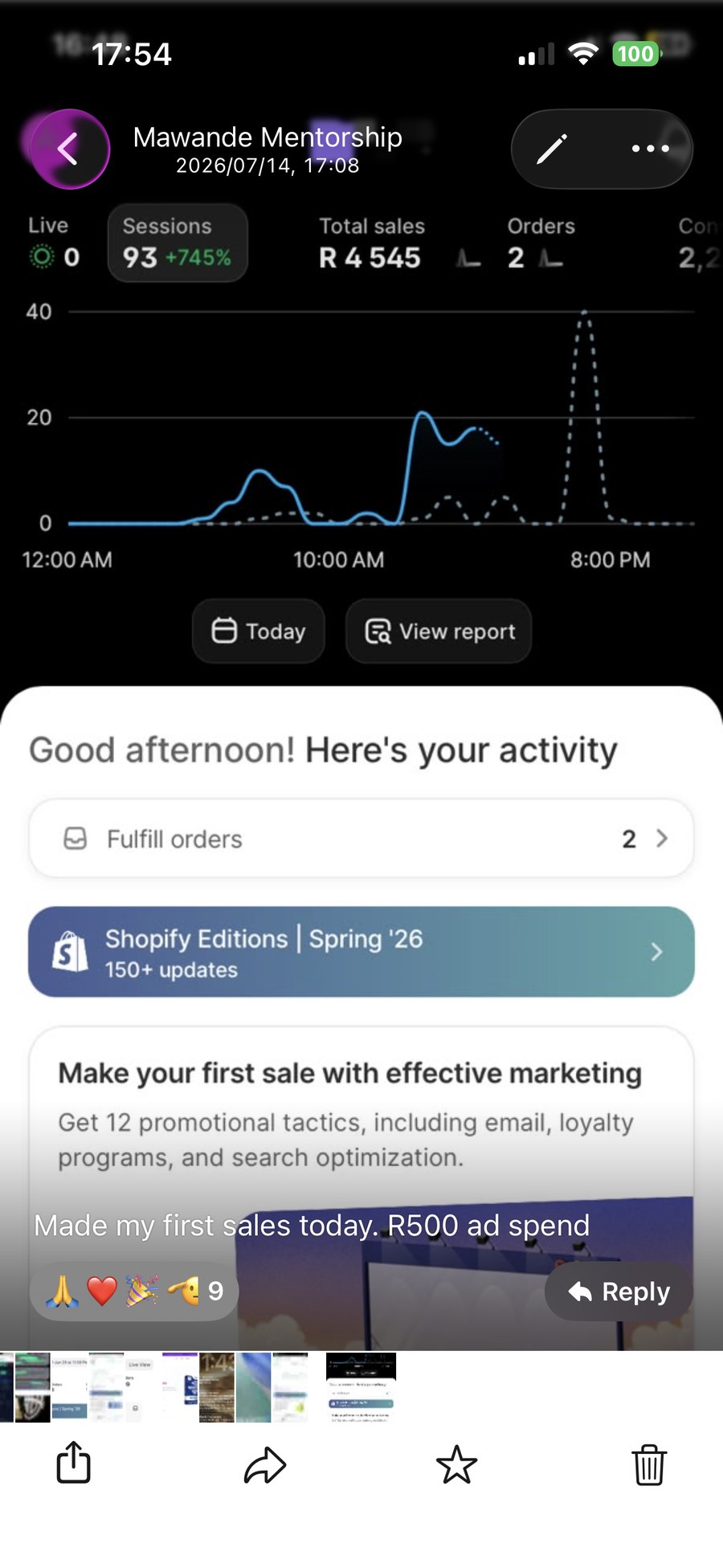 Shopify dashboard